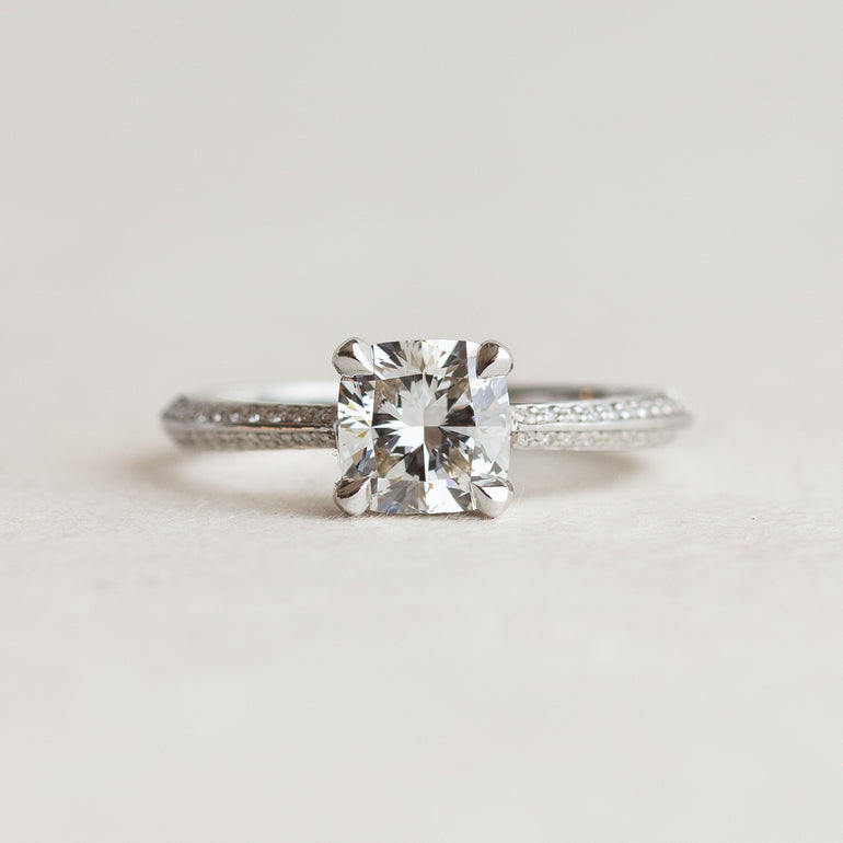 White Stone Cushion Engagement Ring