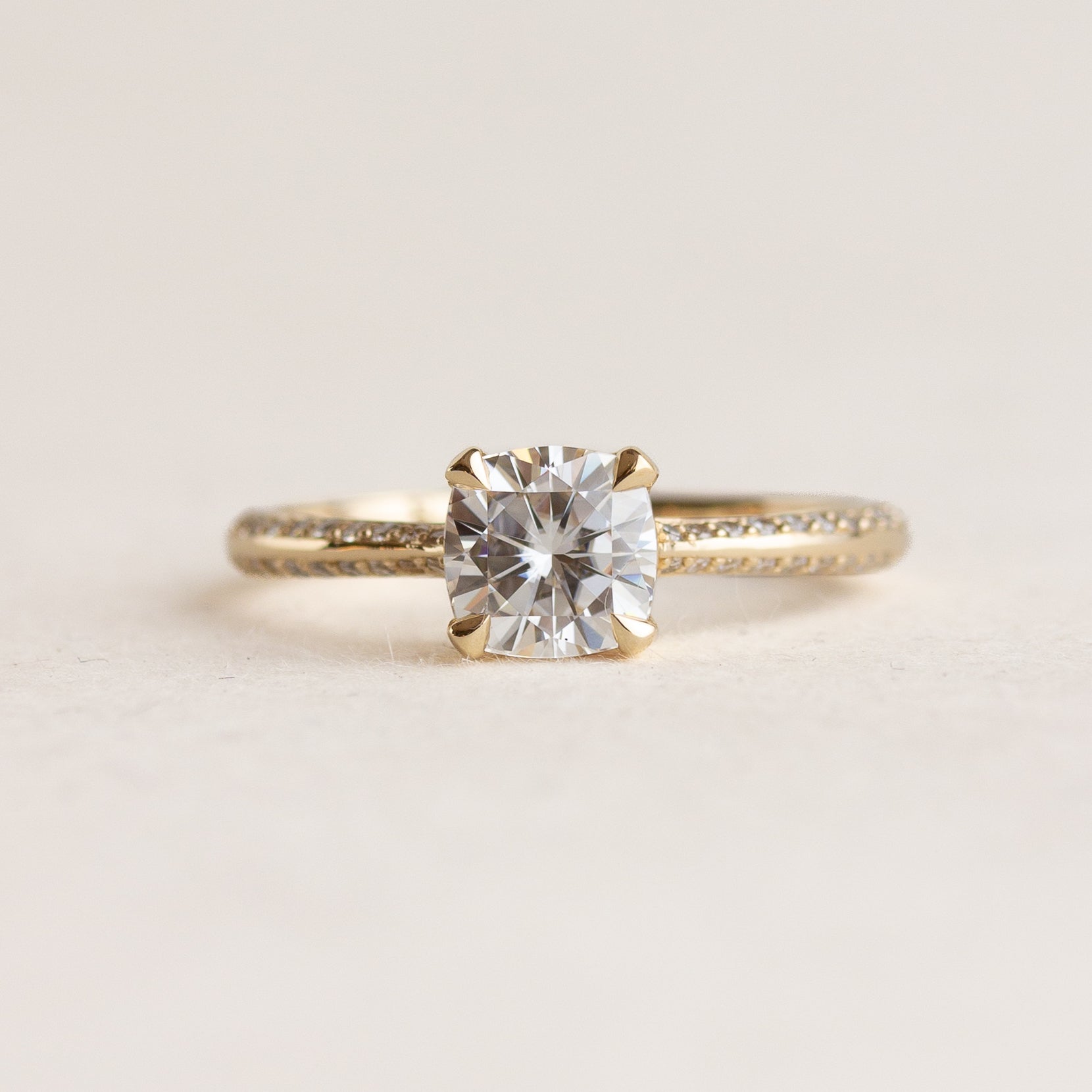 White Stone Cushion Engagement Ring 