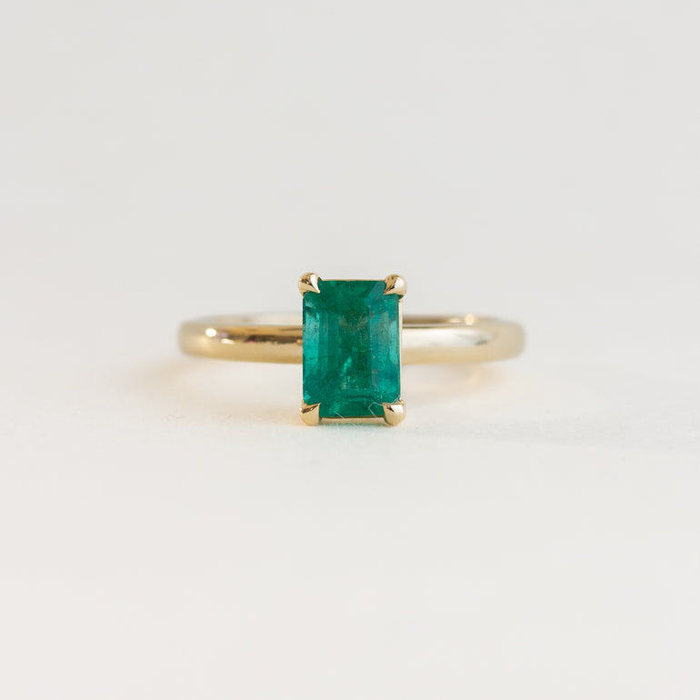 Emerald Solitaire Engagement Ring