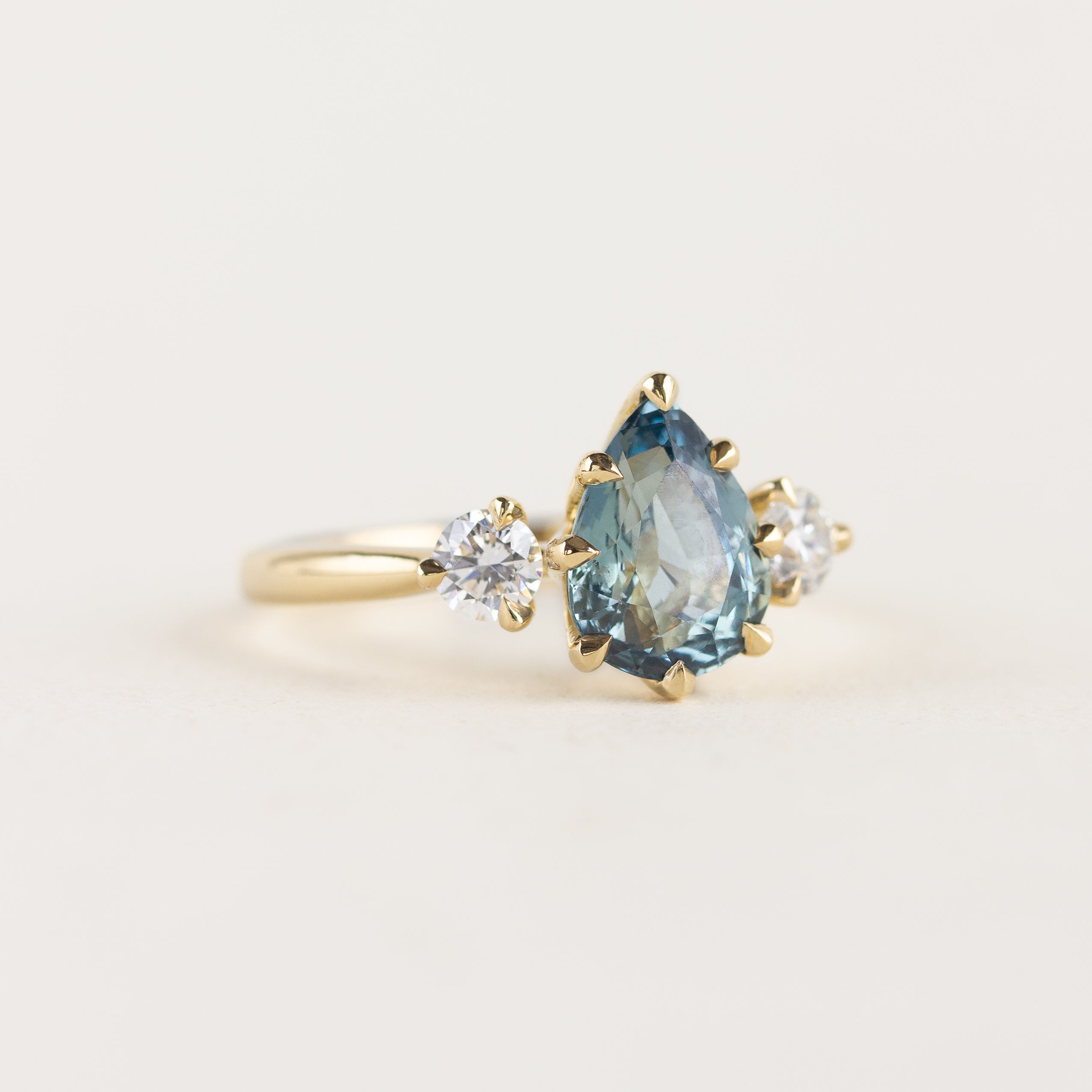 Pear Sapphire &  Diamond Engagement Ring