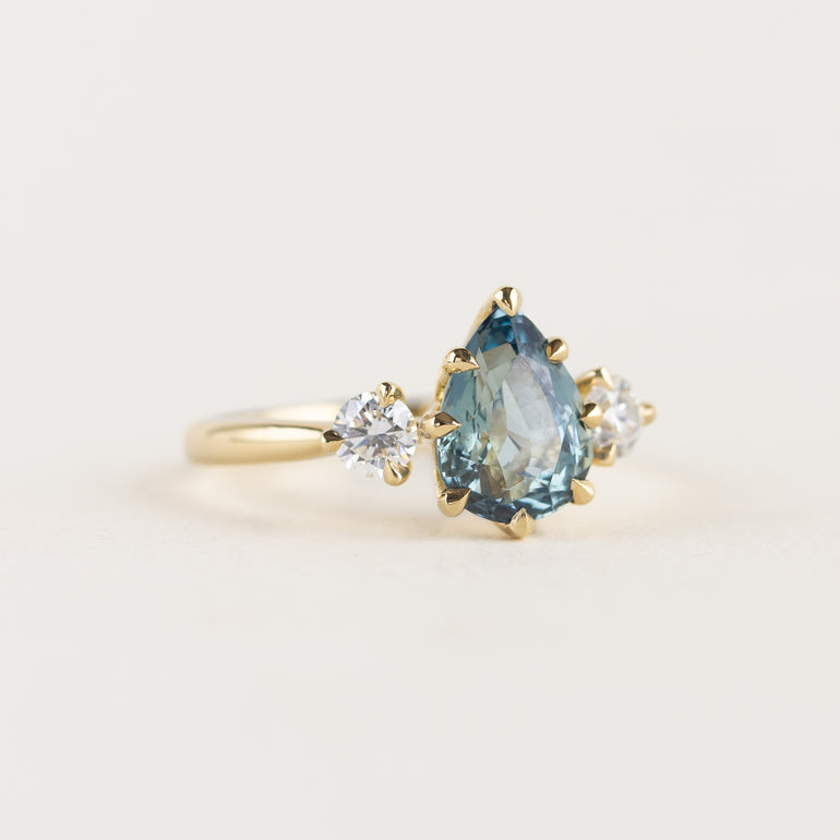 Pear Sapphire &  Diamond Engagement Ring