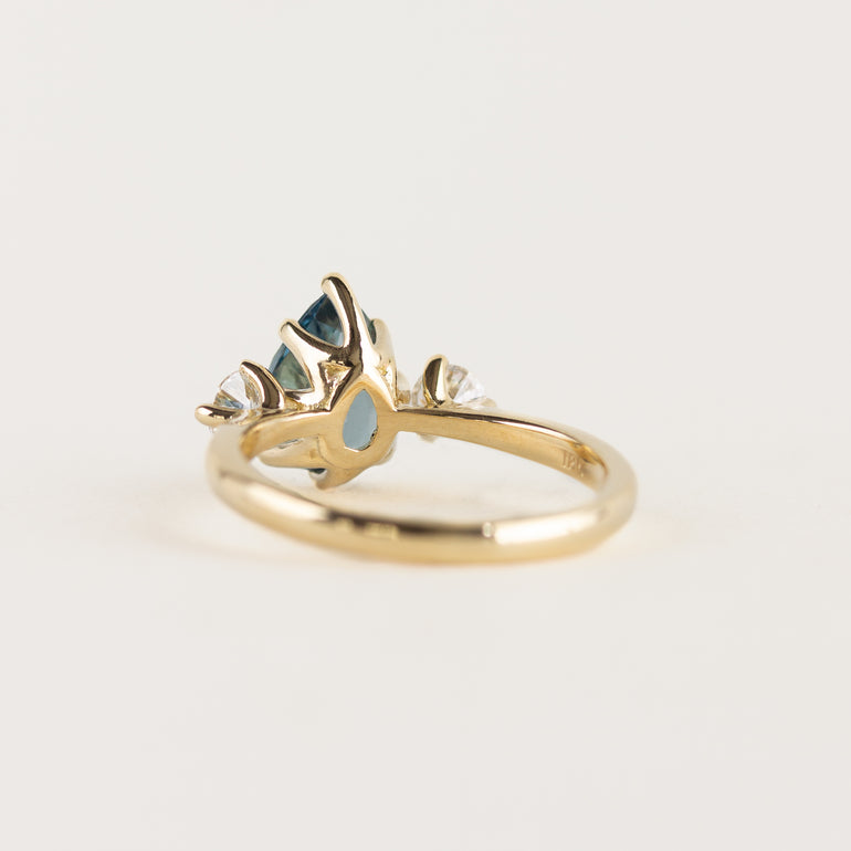 Pear Sapphire &  Diamond Engagement Ring