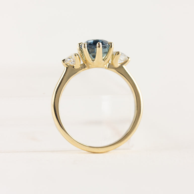 Pear Sapphire &  Diamond Engagement Ring