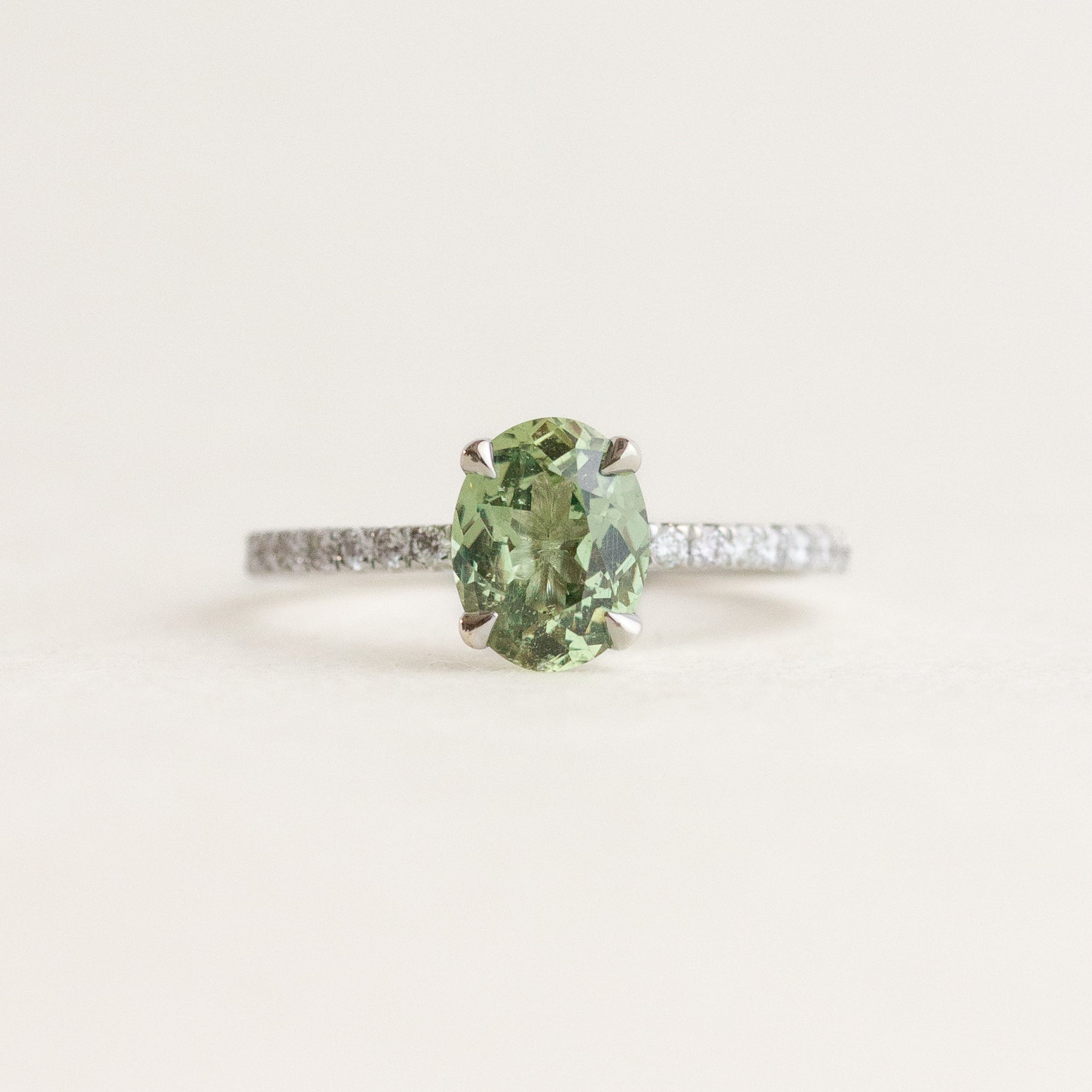 Sage Green Sapphire Engagement Ring