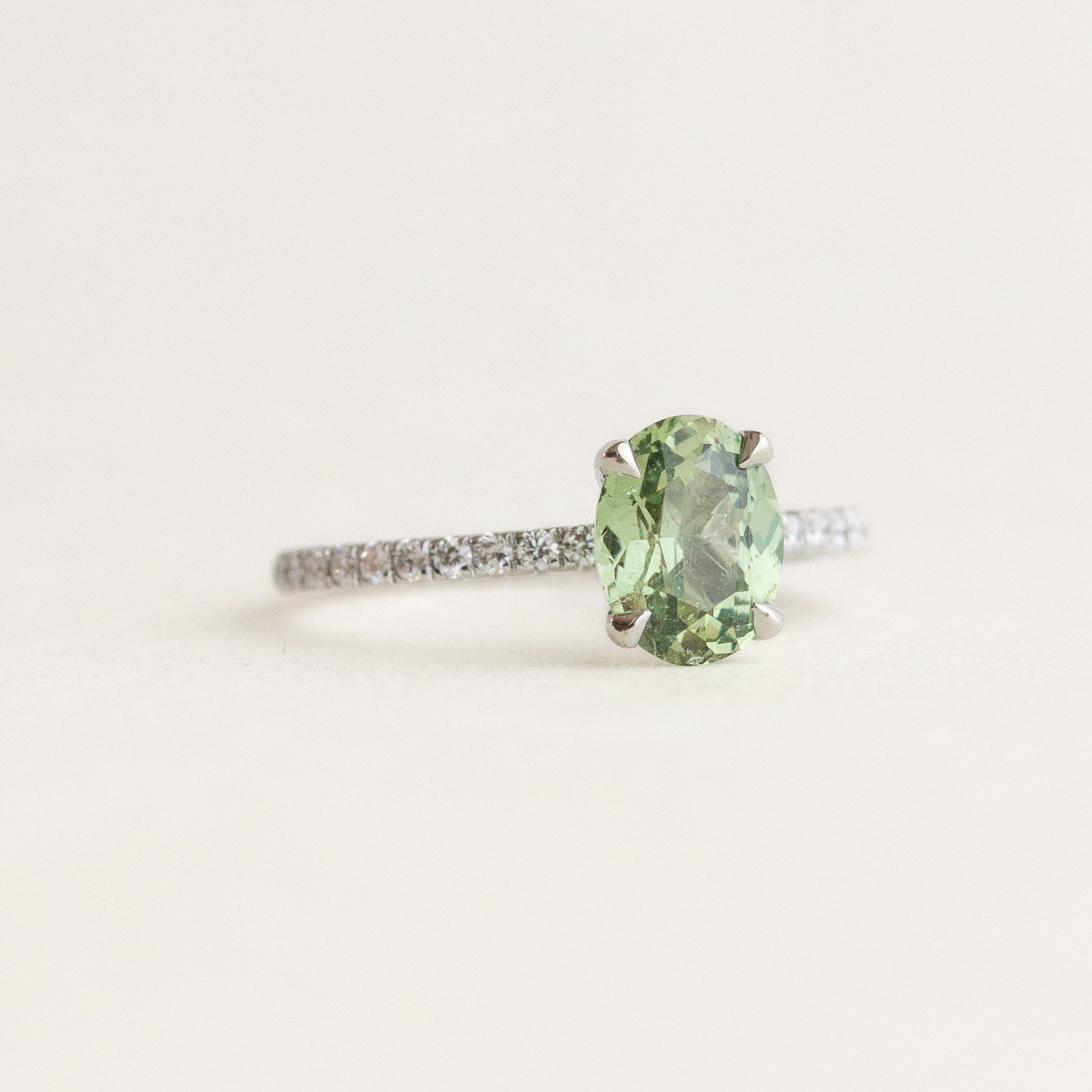 Sage Green Sapphire Engagement Ring