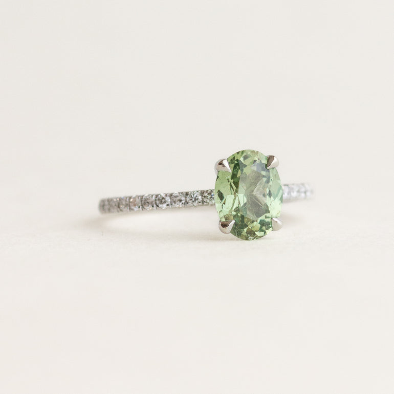 Sage Green Sapphire Engagement Ring