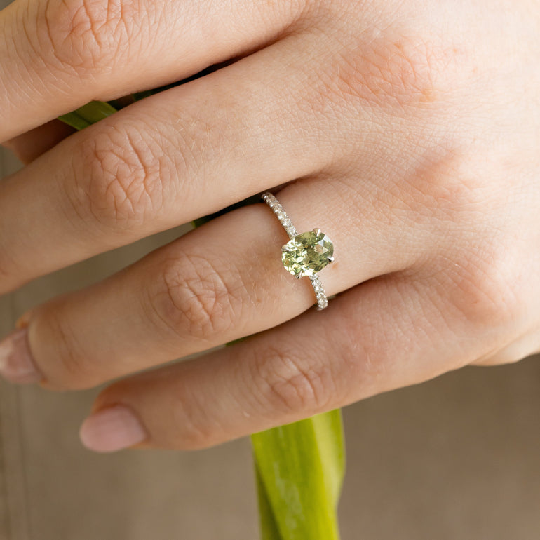 Sage Green Sapphire Engagement Ring