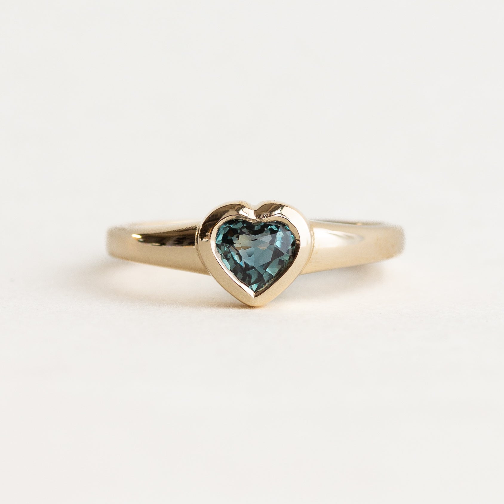 Teal Heart Sapphire Engagement Ring