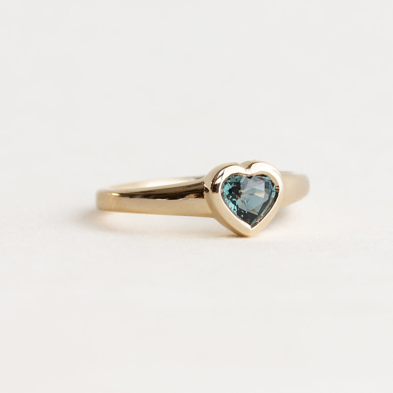 Teal Heart Sapphire Engagement Ring