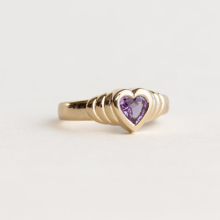 Purple Heart Sapphire Engagement Ring