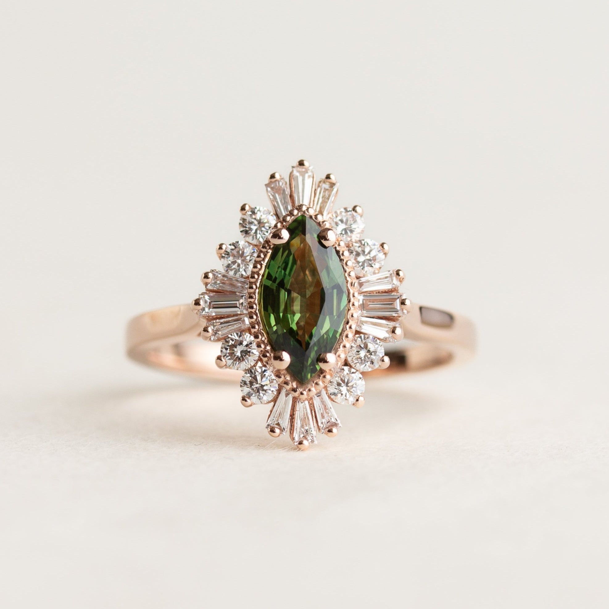 Marquise Sapphire Halo Engagement Ring