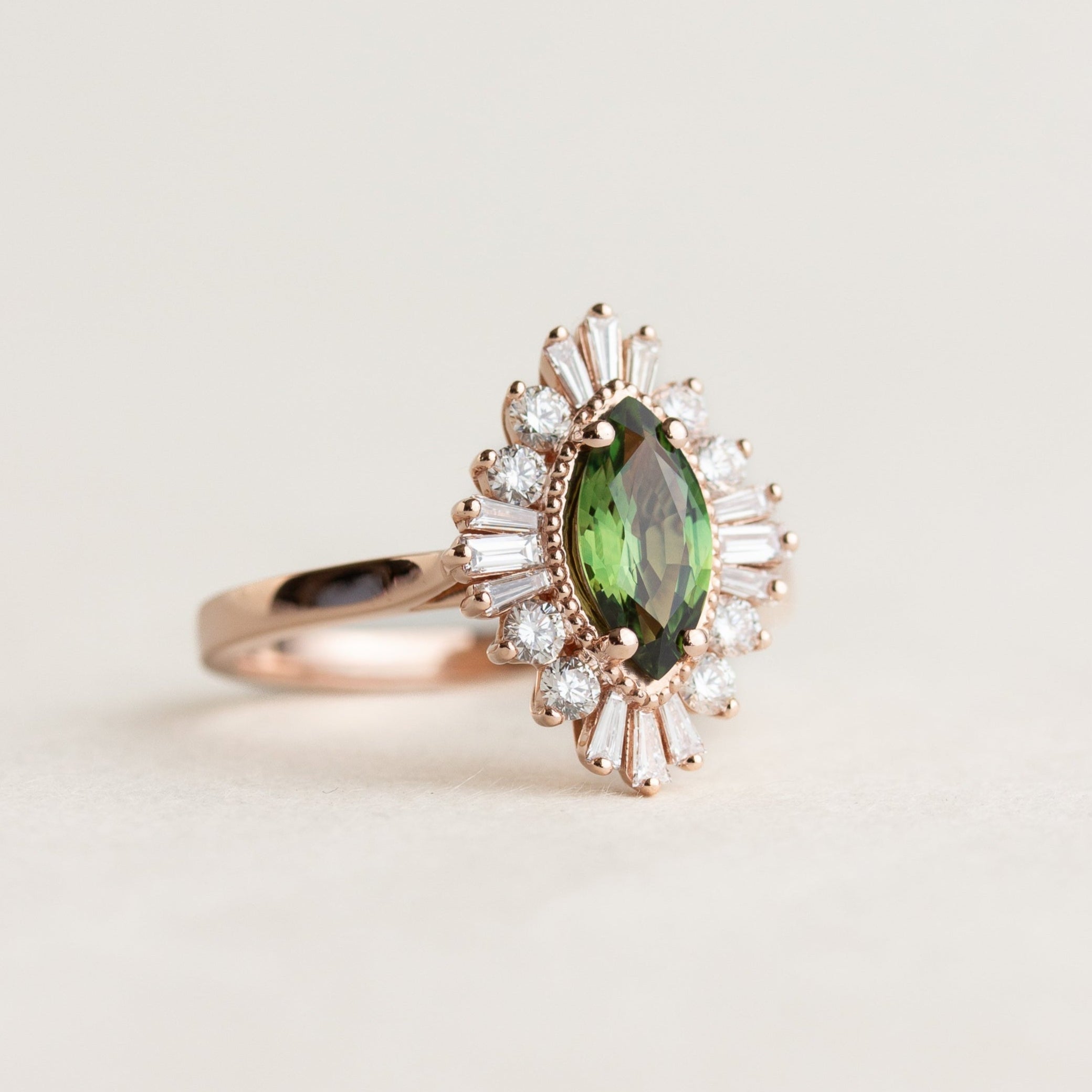 Marquise Sapphire Halo Engagement Ring