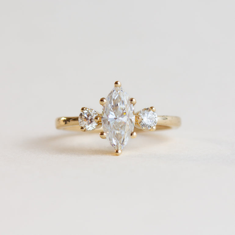 Marquise Three White Stone Engagement Ring