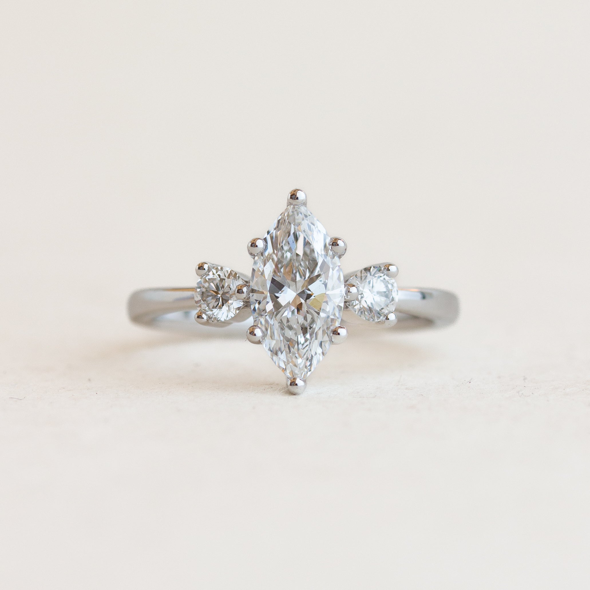 Marquise White Three Stone Engagement Ring