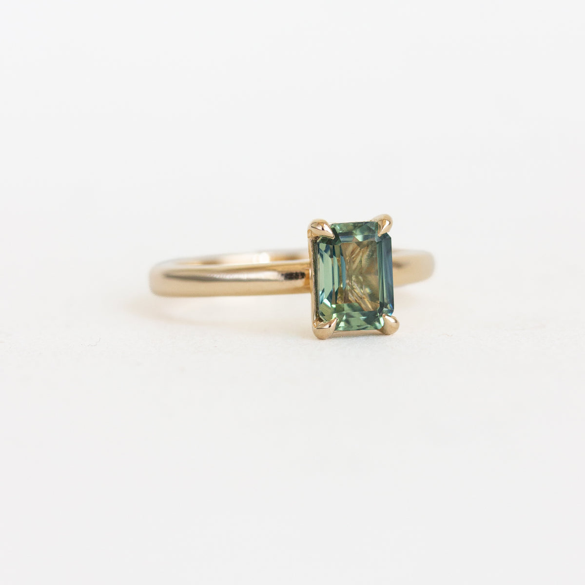 Emerald-cut Montana Teal Sapphire Engagement Ring