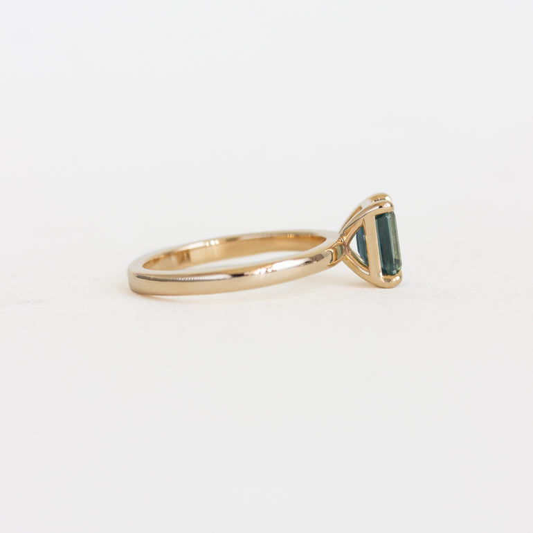Emerald-cut Montana Teal Sapphire Engagement Ring