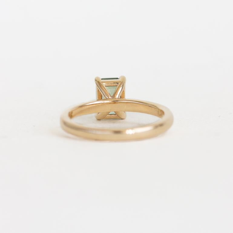 Emerald-cut Montana Teal Sapphire Engagement Ring