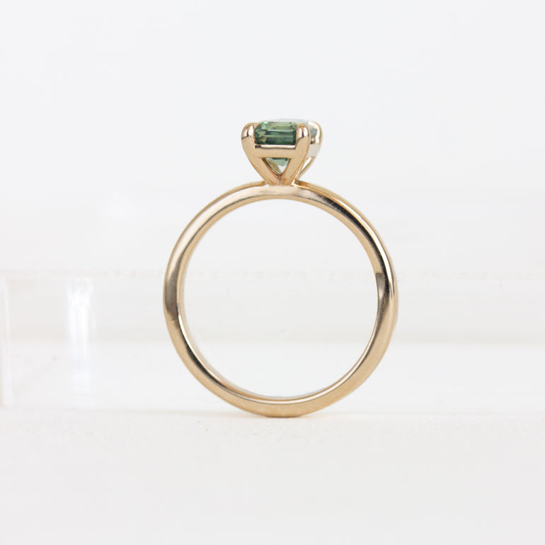 Emerald-cut Montana Teal Sapphire Engagement Ring
