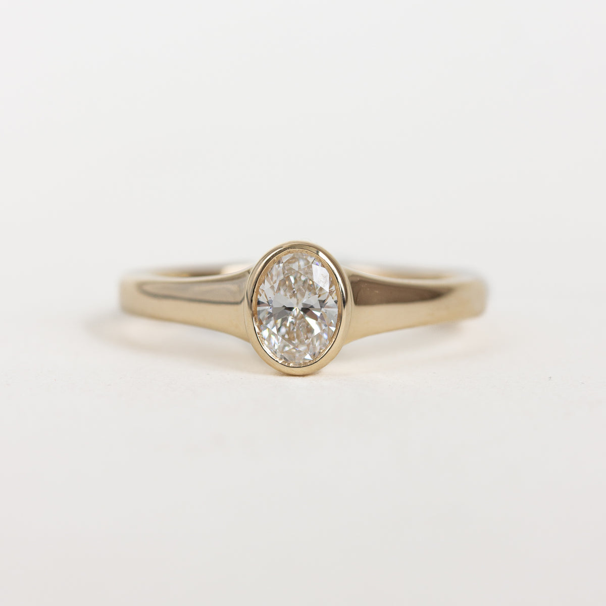 Oval Bezel Signet Engagement Ring