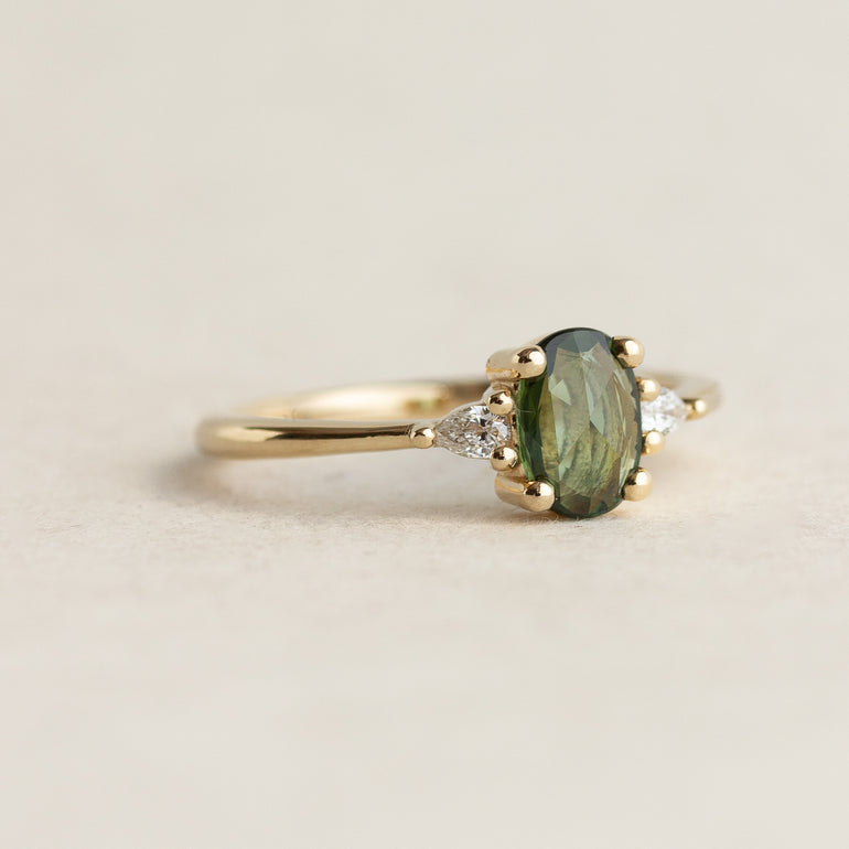 Green Sapphire Engagement Ring