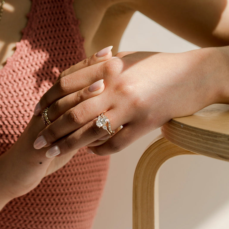 Oval White Sapphire Engagement Ring 