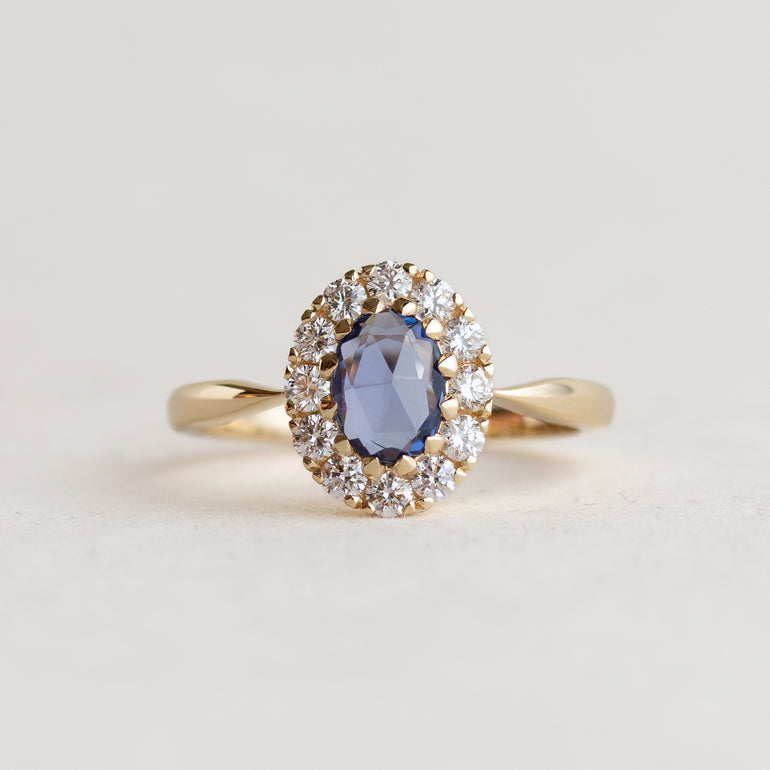 Oval Sapphire Halo Engagement Ring