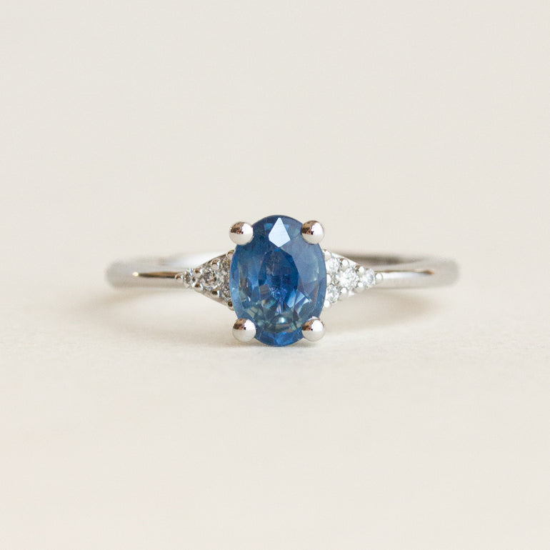 Oval Sapphire Side Stones Engagement Ring