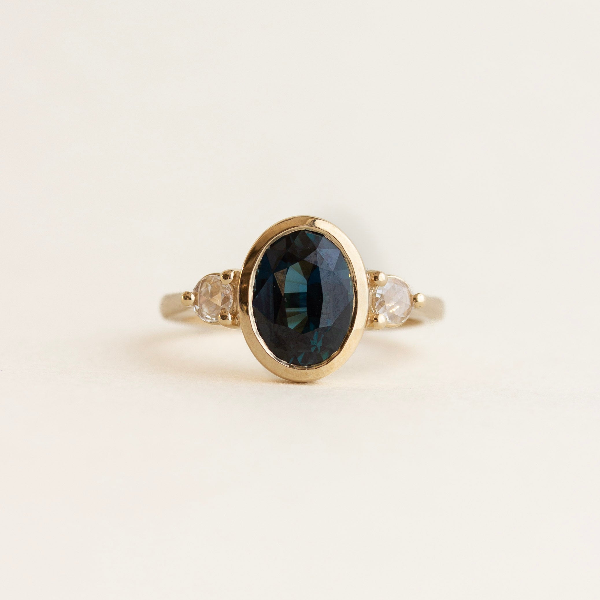 Oval Teal Sapphire Engagement Ring