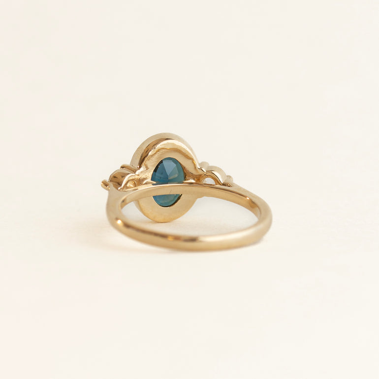 Oval Teal Sapphire Engagement Ring