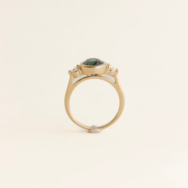 Oval Teal Sapphire Engagement Ring