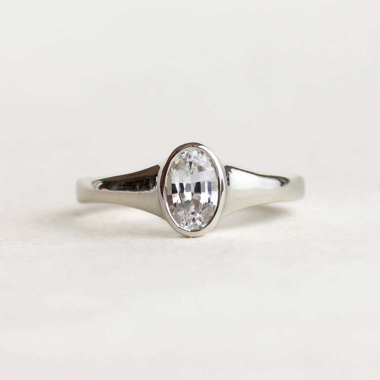 Oval Signet Bezel Engagement Ring