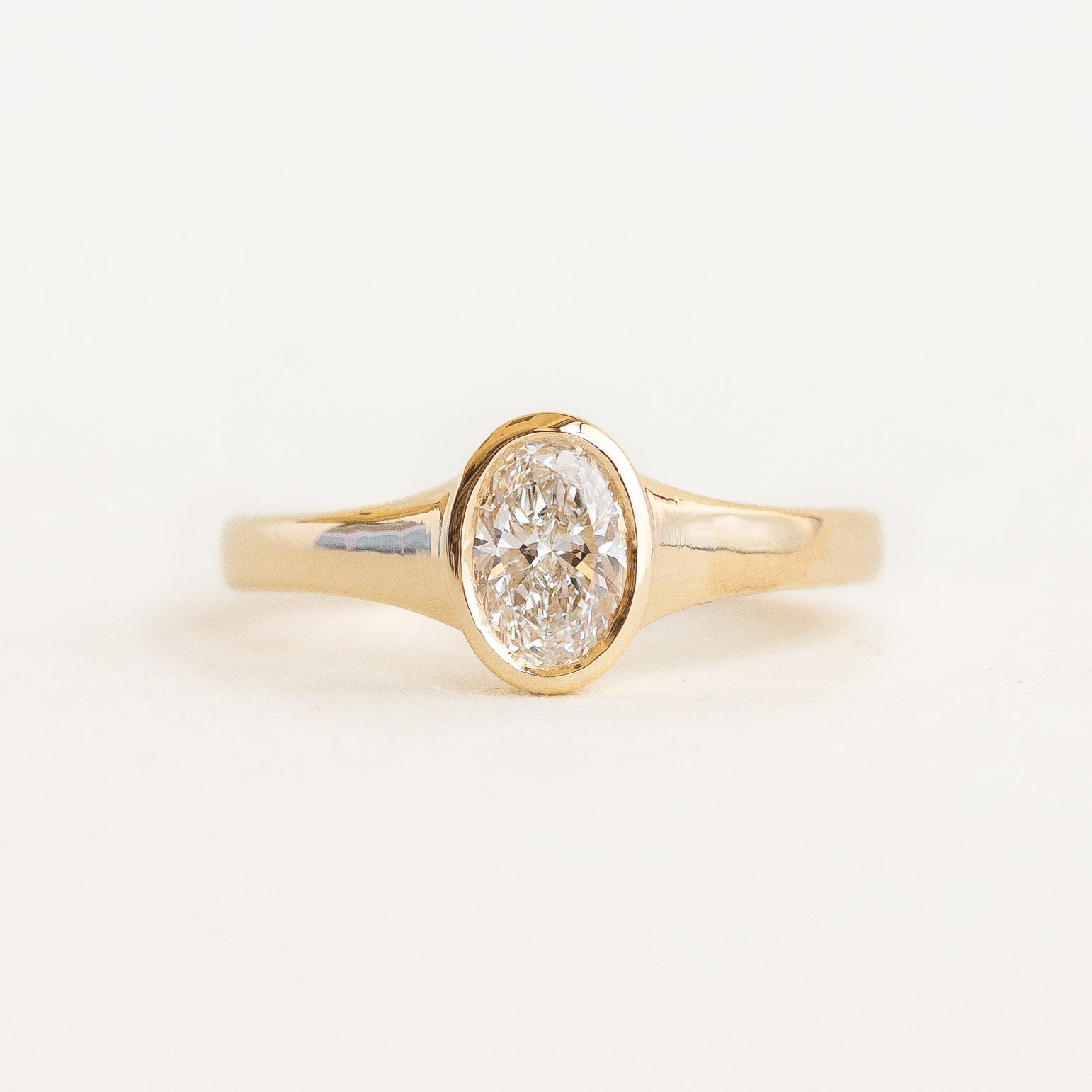 Oval Bezel Signet Engagement Ring