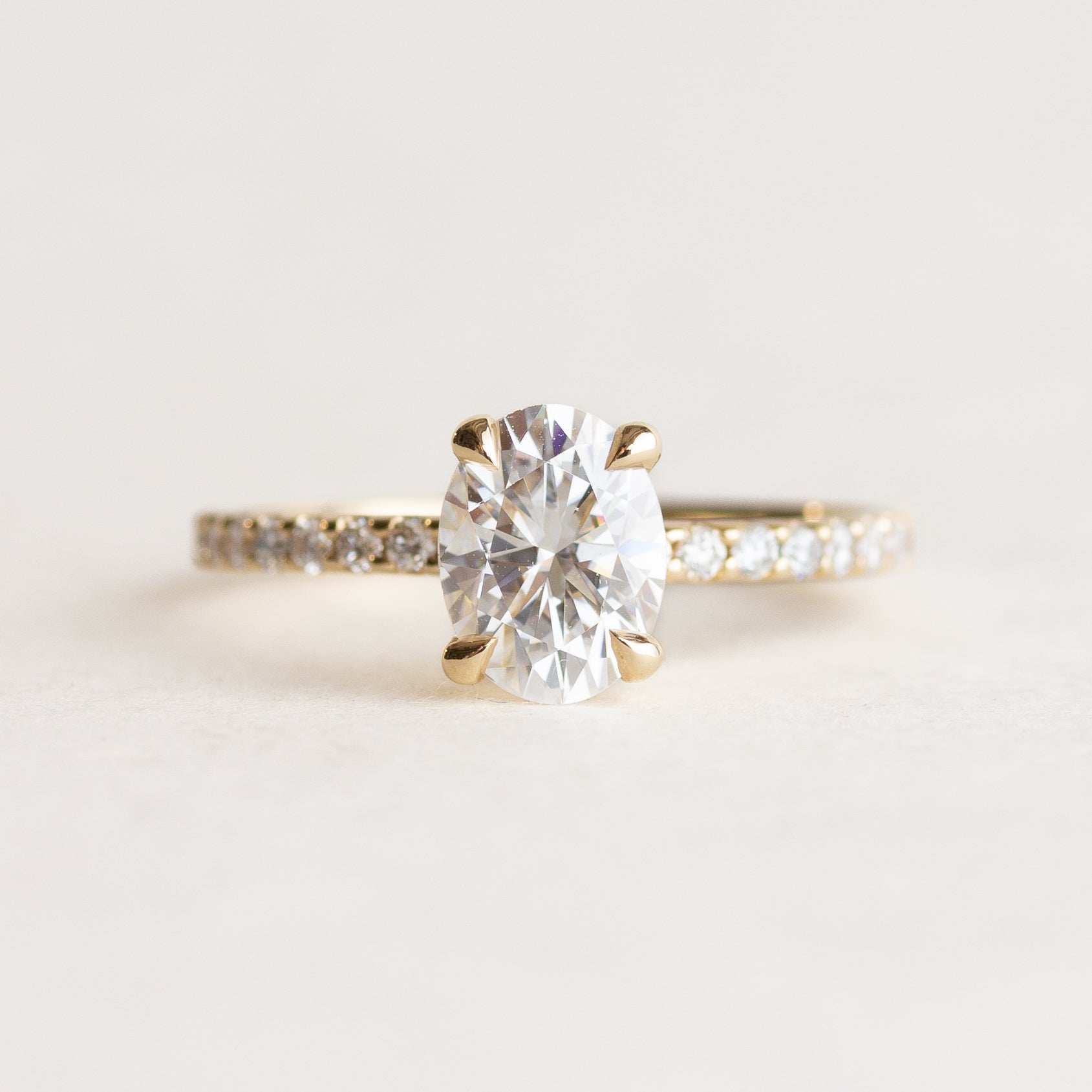 White Stone Pave Engagement Ring