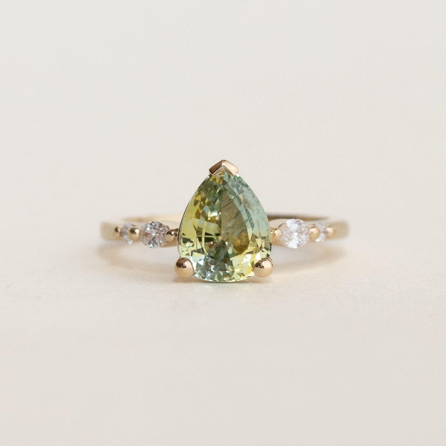 Pear Sapphire Five Stone Engagement Ring