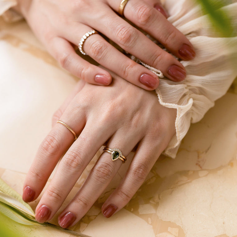 Pear Sapphire Bezel Engagement Ring