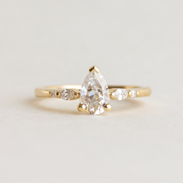 Pear Five White Stone Engagement Ring