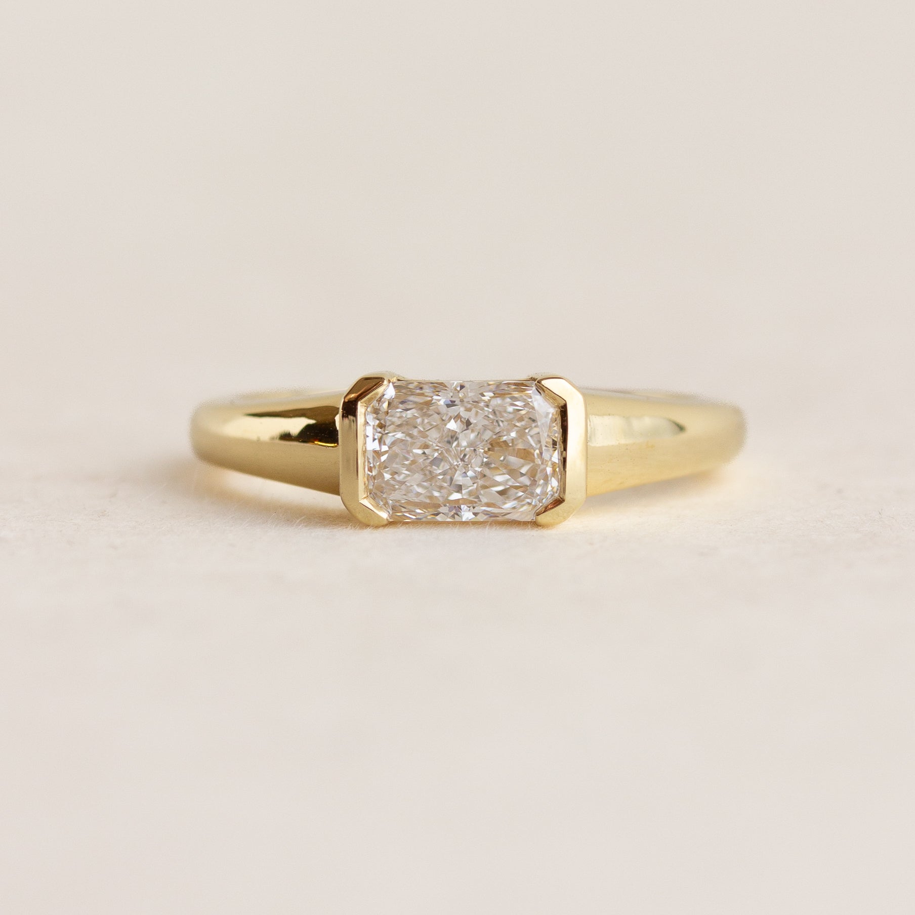 East West Radiant Diamond Engagement Ring