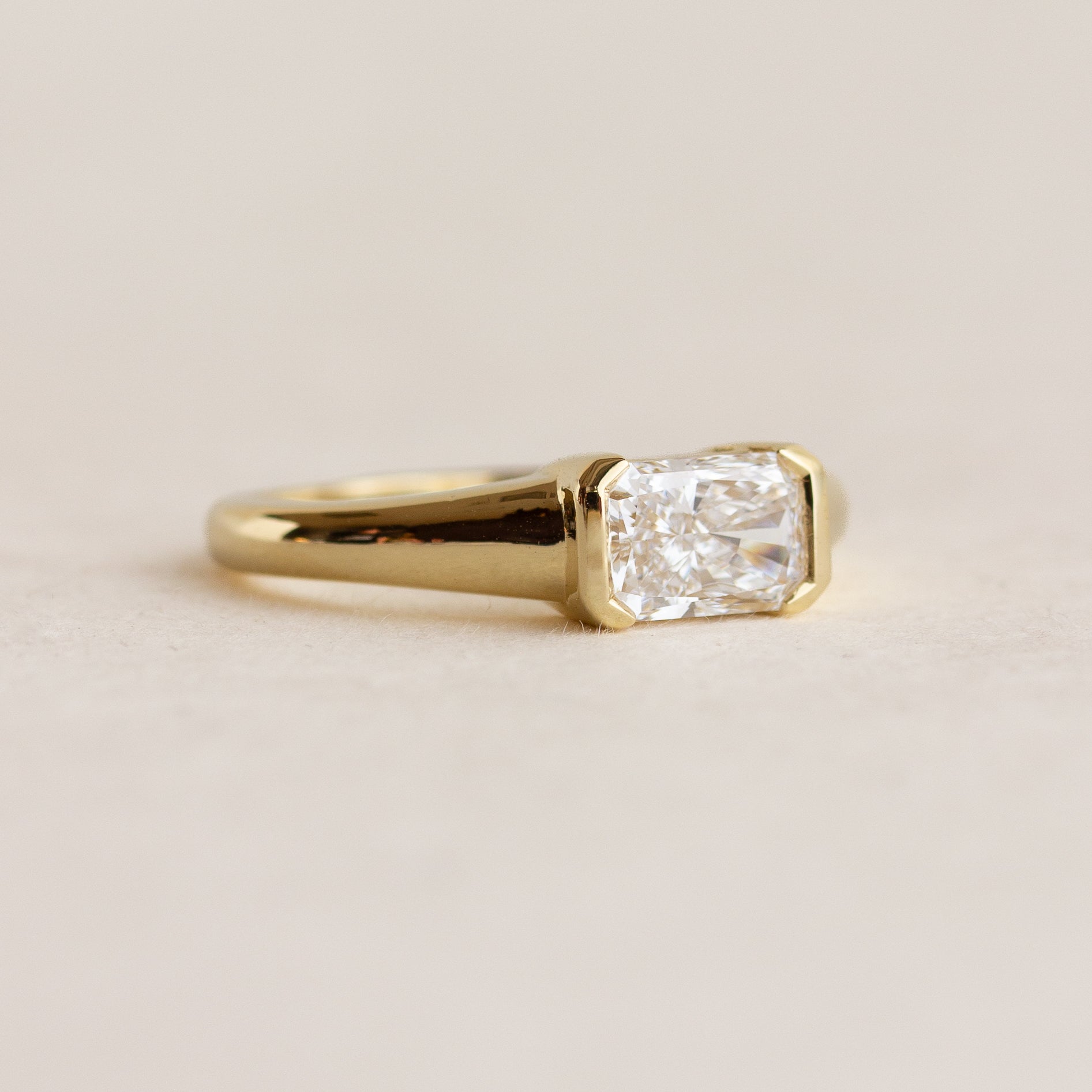 East West Radiant Diamond Engagement Ring