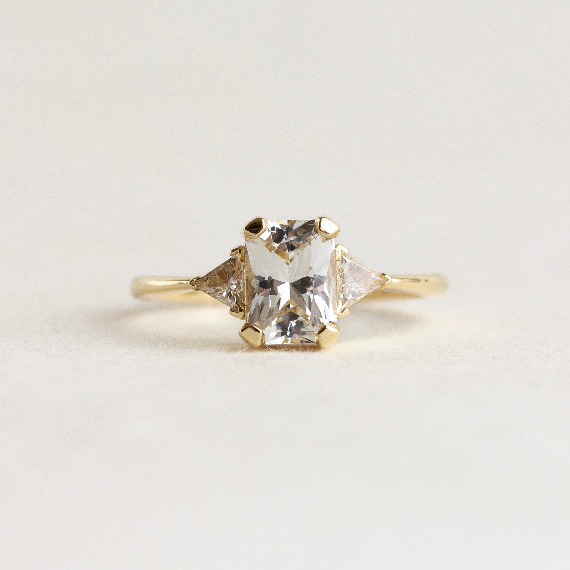 Radiant White Three Stone Engagement Ring