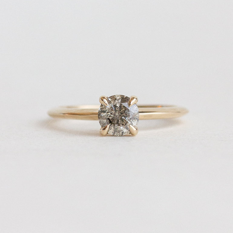 Salt and Pepper Diamond Solitaire Engagement Ring