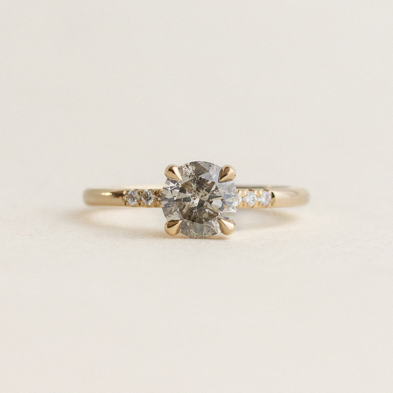 Round Diamond Salt And Pepper Engagement Ring