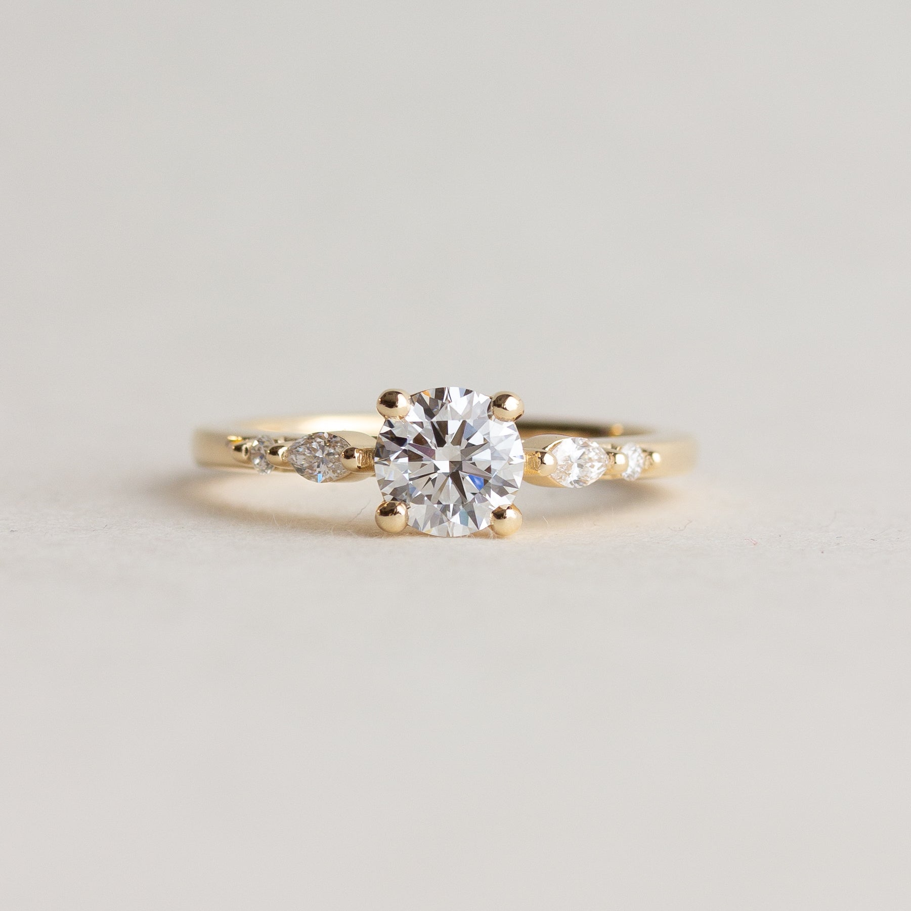 Round White Five Stone Engagement Ring