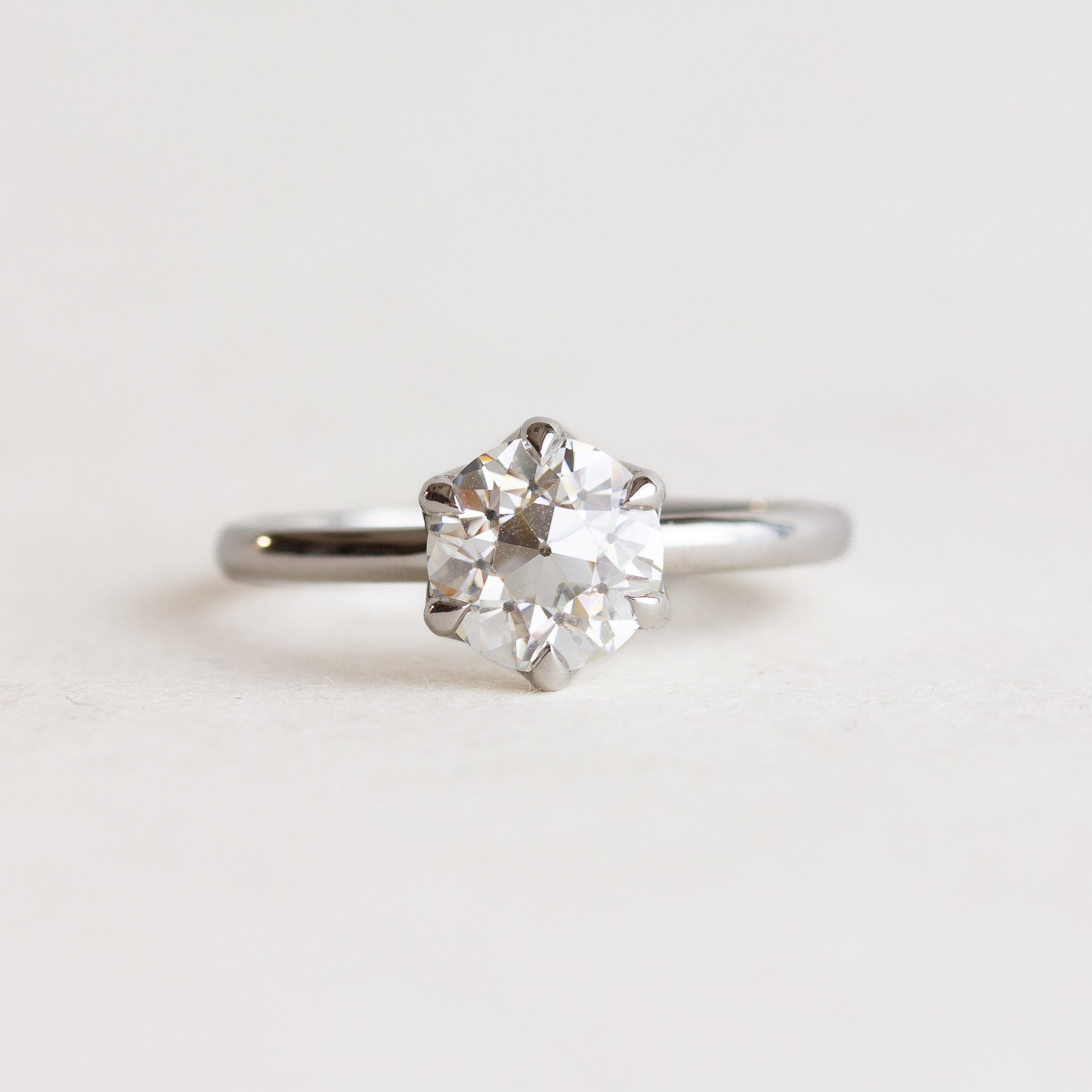 Round White Stone Solitaire Engagement Ring