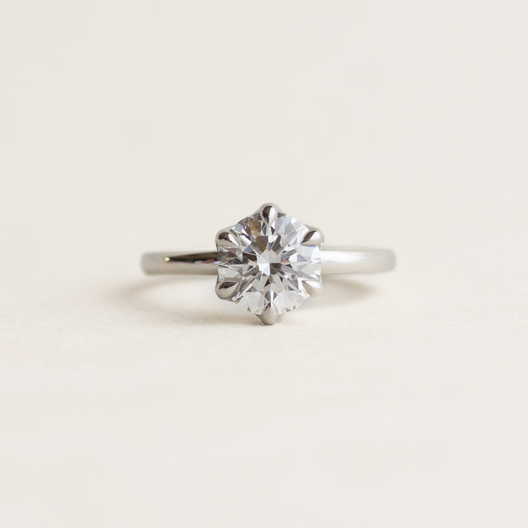 White Round Stone Solitaire Engagement Ring