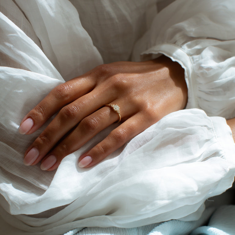 White Round Stone And Side Stone Engagement Ring 