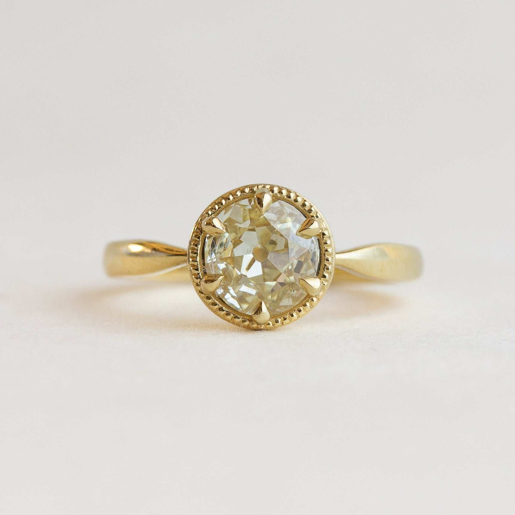 Old European-cut Yellow Diamond Engagement Ring