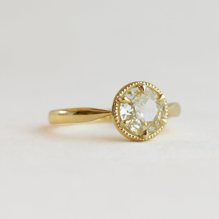 Old European-cut Yellow Diamond Engagement Ring