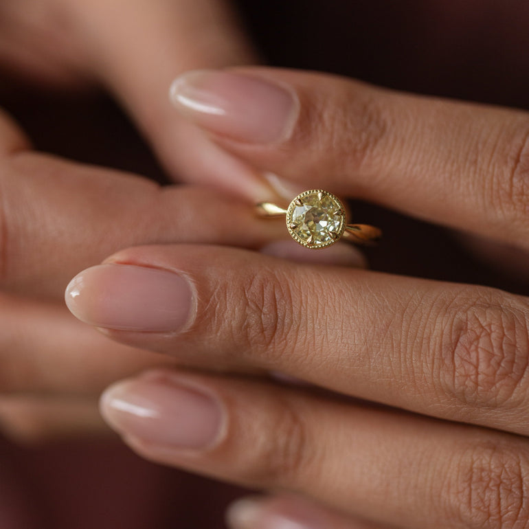 Old European-cut Yellow Diamond Engagement Ring