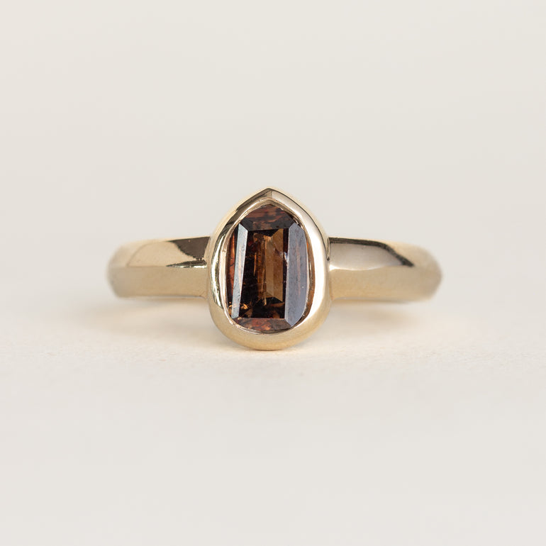 Shield-cut Fancy Brown Diamond Engagement Ring