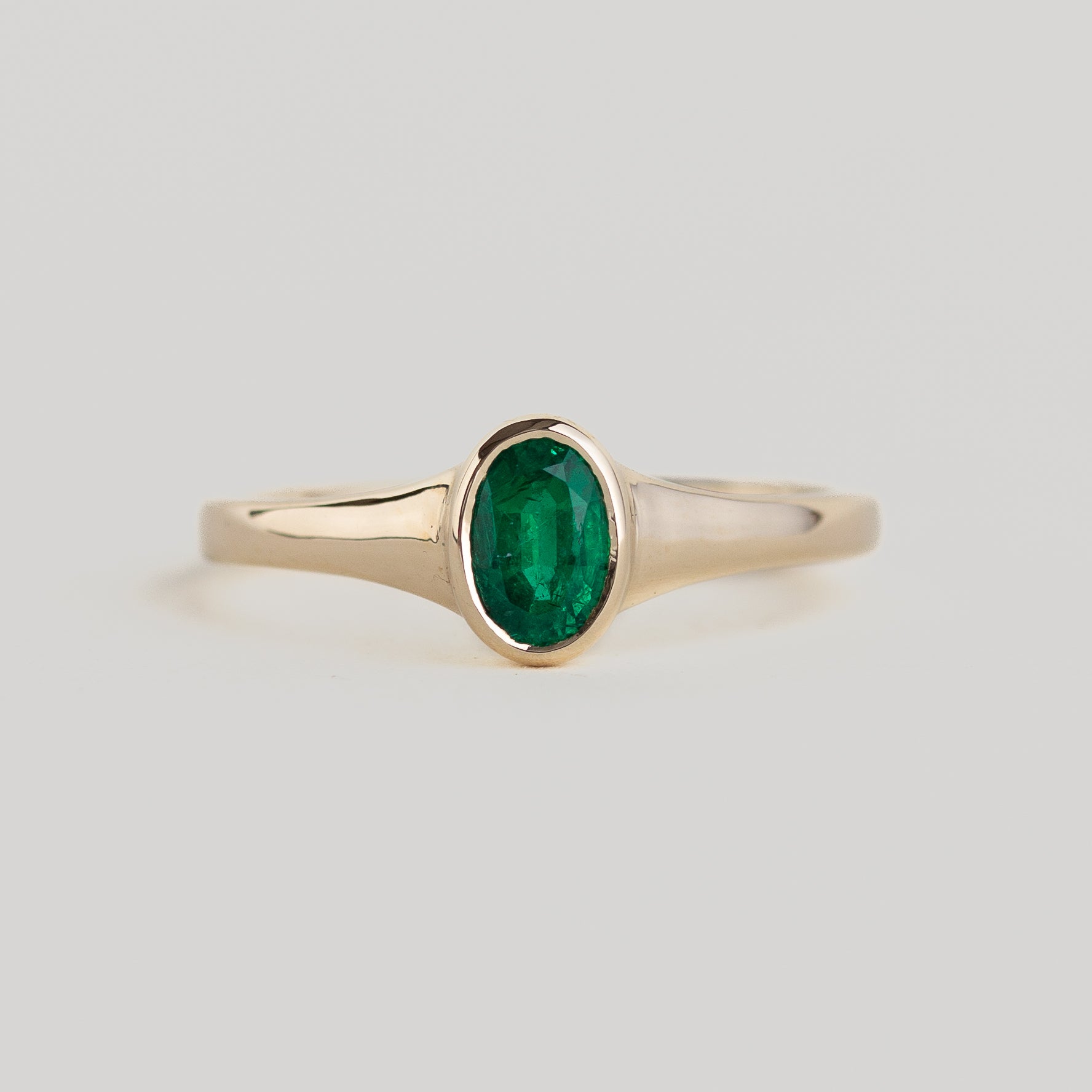 Emerald Signet Engagement Ring